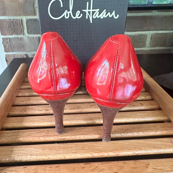 Cole Haan Women's Red Peep Toe Pumps - Picture 5 of 14